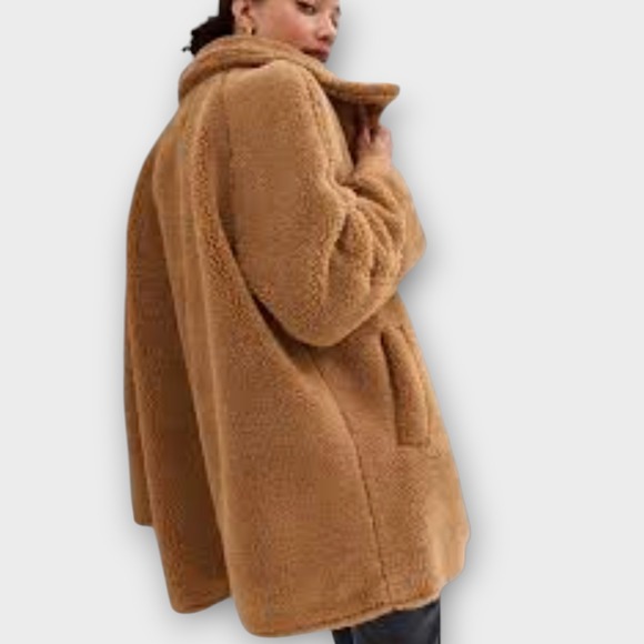 GAP Sherpa Teddy Coat XL Camel Brown Womens - Picture 2 of 12